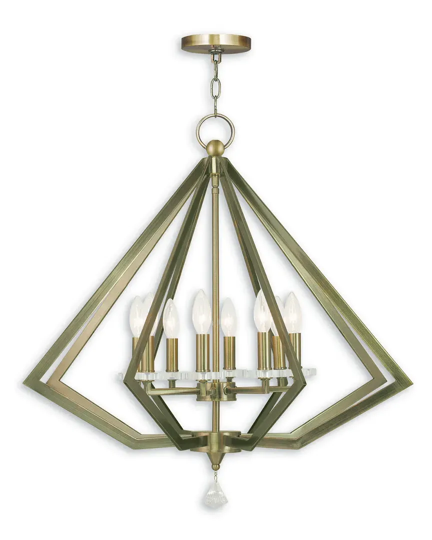 Livex Diamond 8-Light Chandelier - Antique Brass, Steel