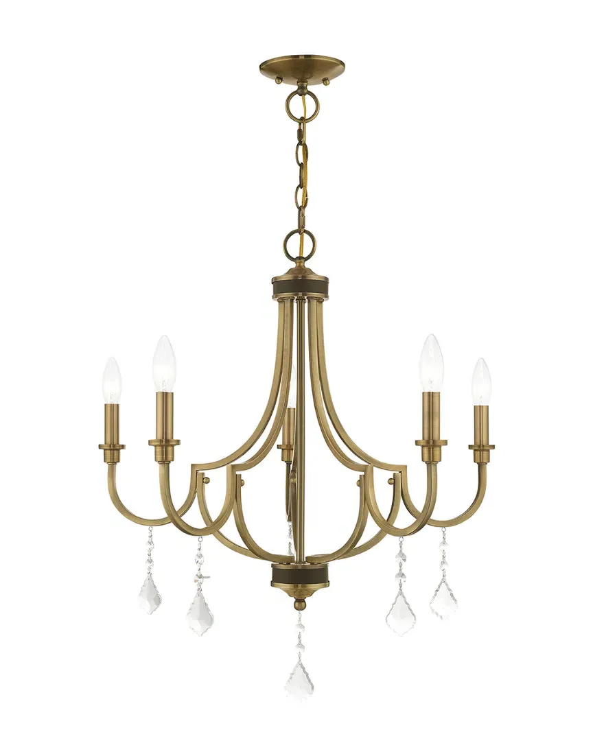 Livex Glendale 5-Light Chandelier - Antique Brass, Steel
