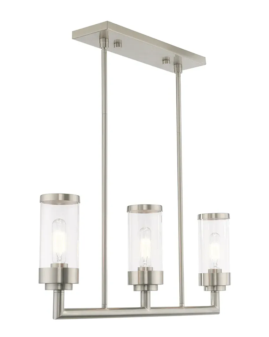 Livex Hillcrest 3-Light Linear Chandelier - Brushed Nickel