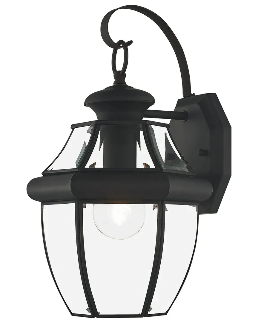 Livex Lighting 1-Light Outdoor Wall Lantern - Black, Brass image