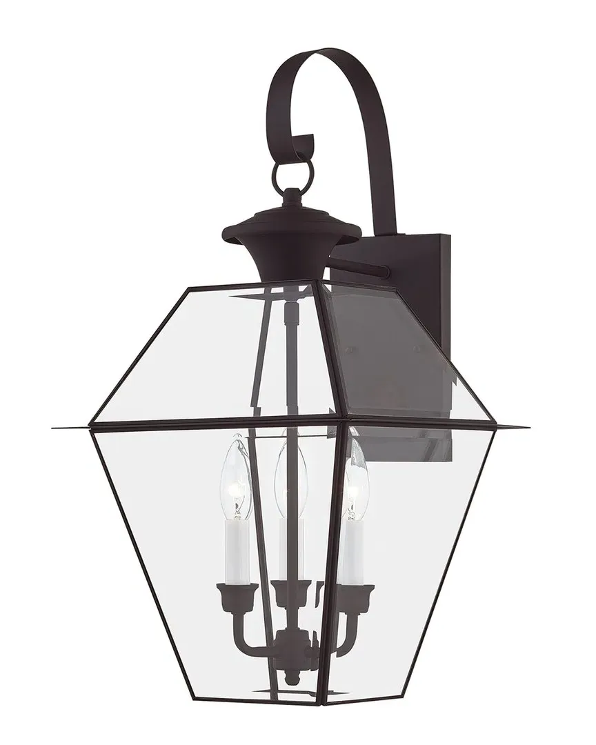 Livex Lighting 3-Light Outdoor Wall Lantern - Bronze, Brass image