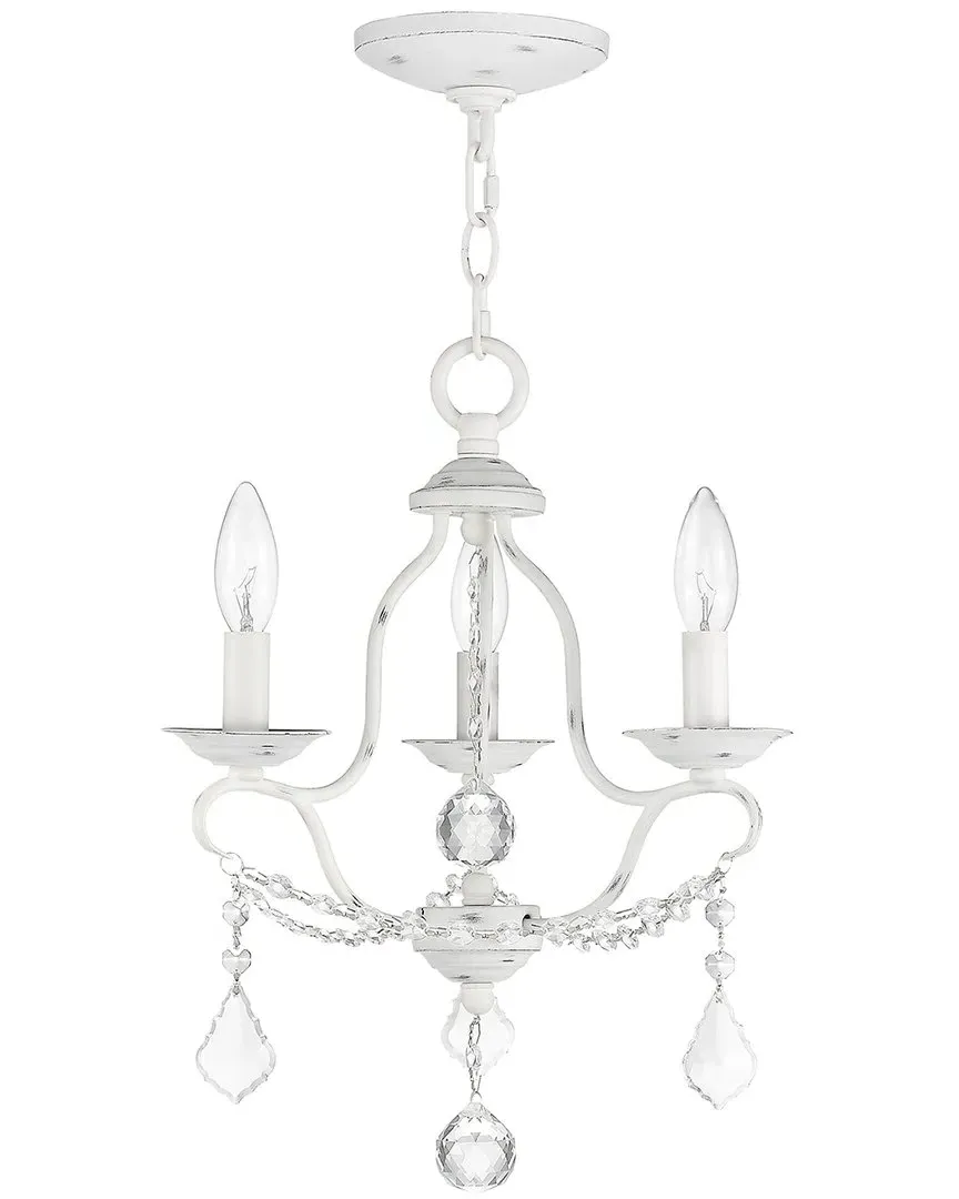 Livex Lighting Chesterfield 3-Light Mini Chandelier - Antique White image