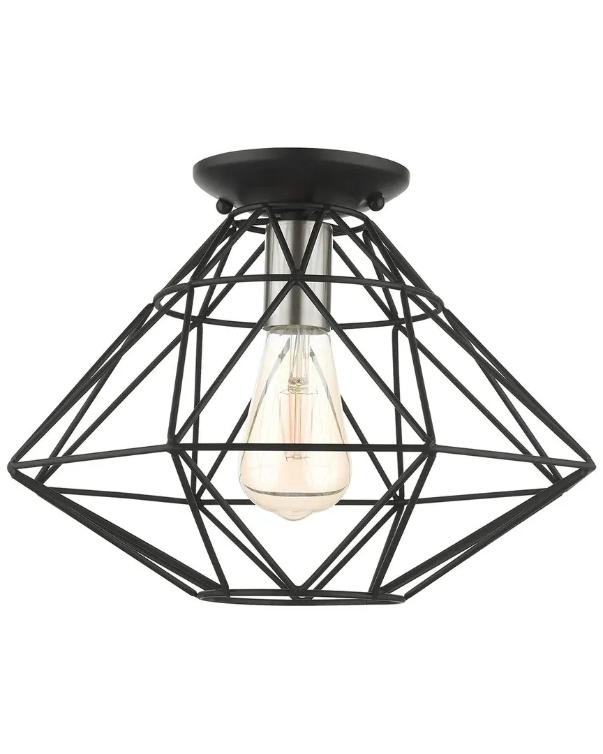 Livex Lighting Geometric Flush Mount - Black, Steel image