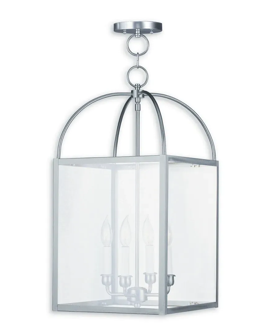 Livex Milford 4-Light Chain Lantern - Brushed Nickel, Steel