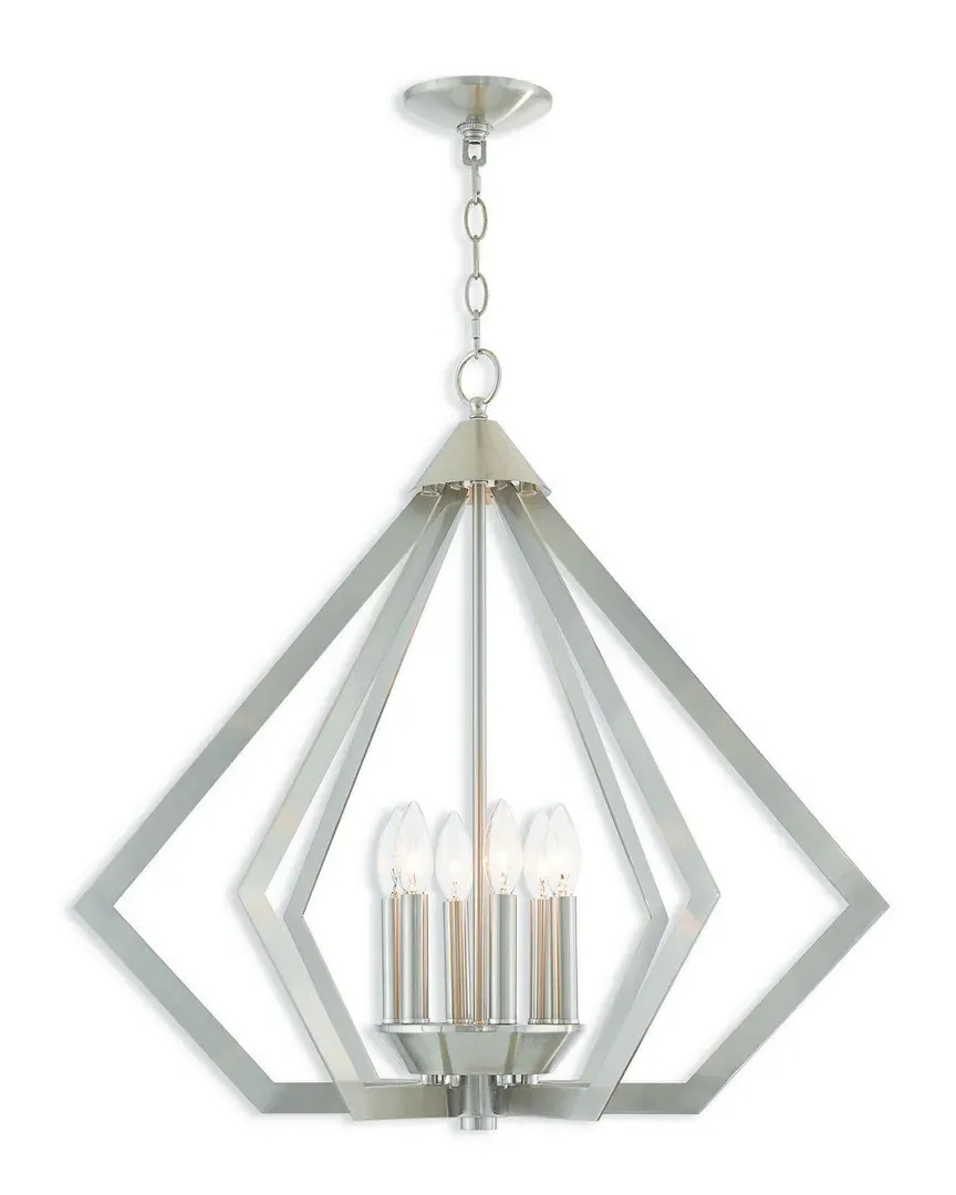 Livex Prism 6 Light Chandelier - Brushed Nickel, Steel
