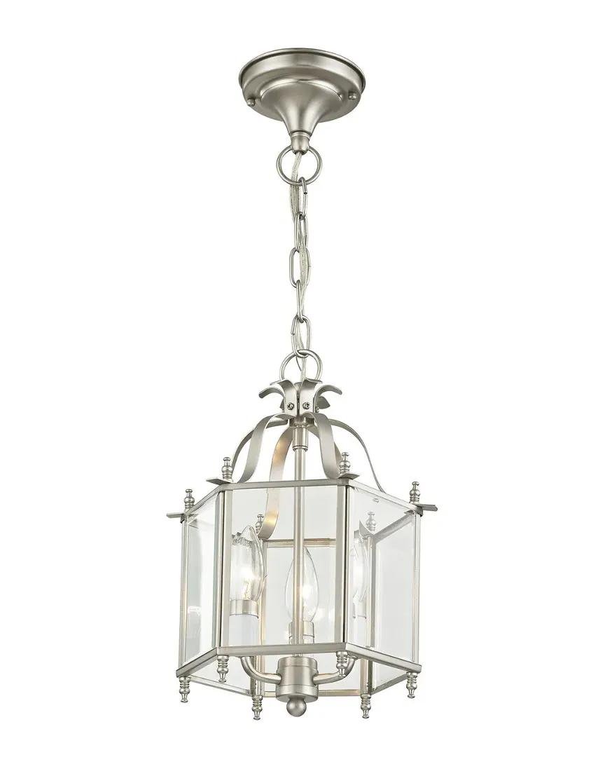 Livingston 3-Light Chain Hang Chandelier - Brushed Nickel, Steel