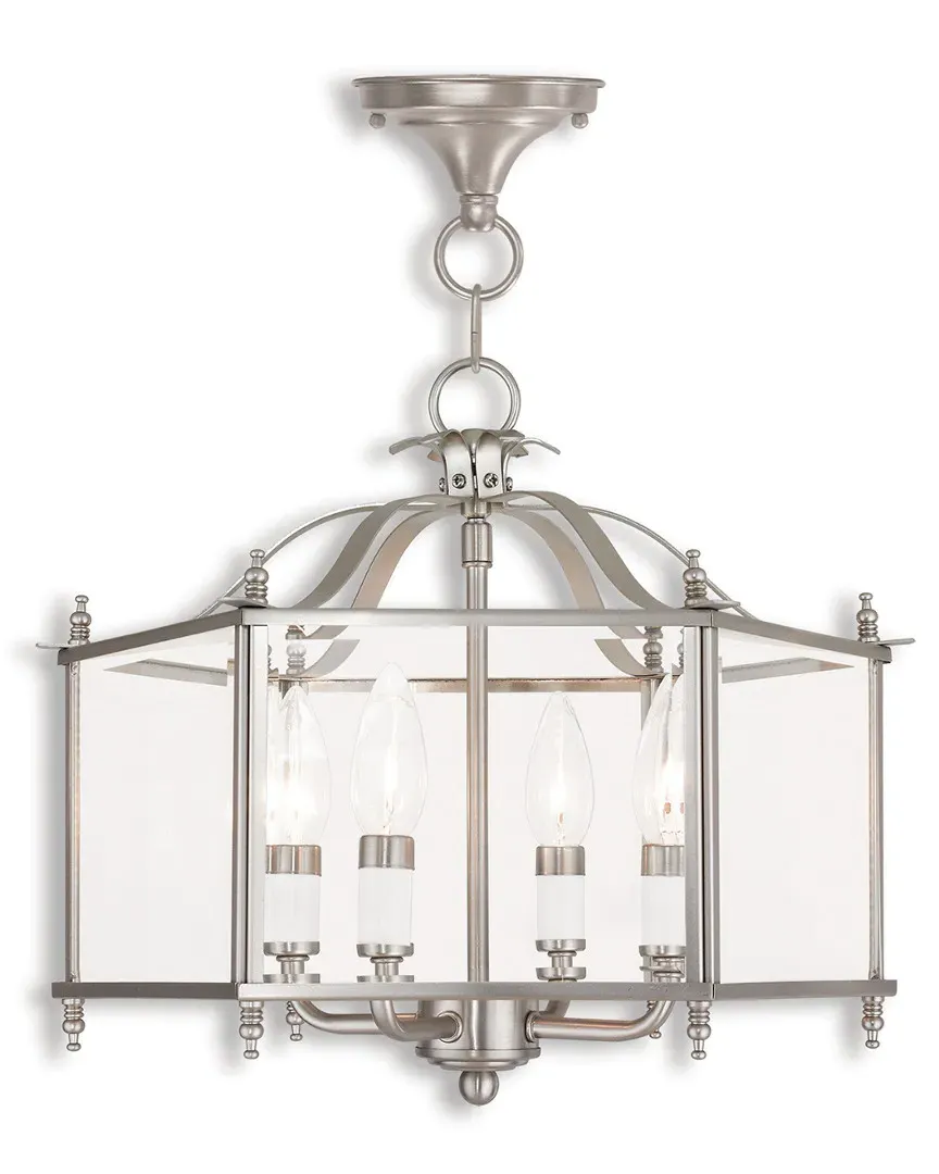 Livingston 4-Light Chain Hang Ceiling Mount - Brushed Nickel