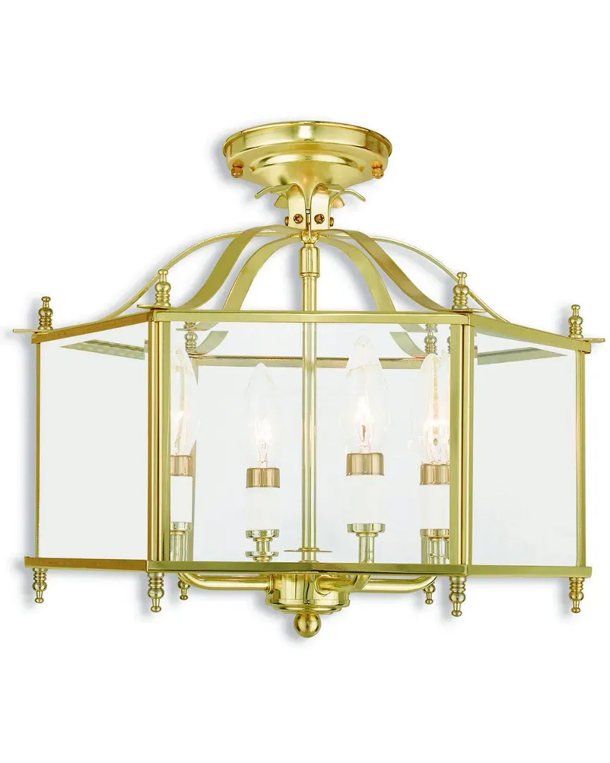 Livingston 4-Light Chain Hang Ceiling Mount - Polished Brass
