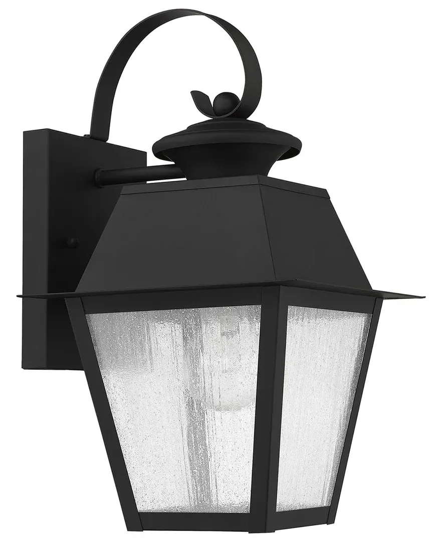 Mansfield 1-Light Outdoor Wall Lantern - Black, Brass image