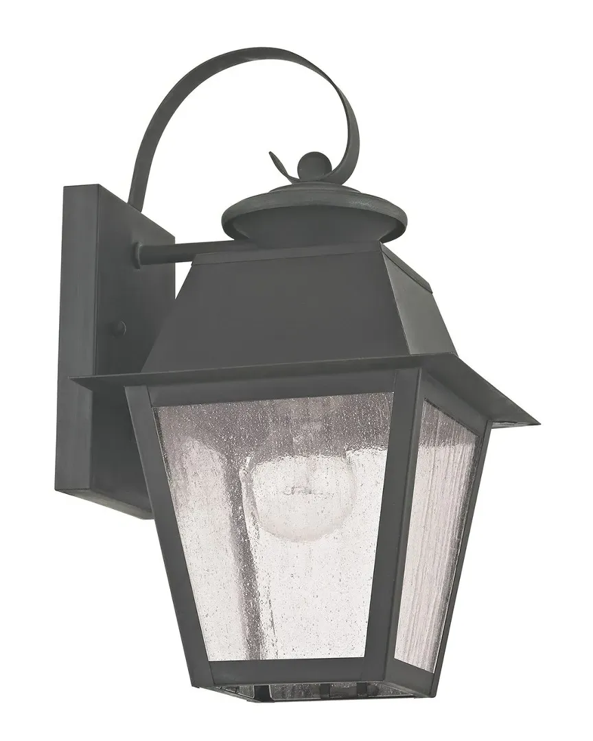 Mansfield 1-Light Outdoor Wall Lantern - Charcoal, Brass image