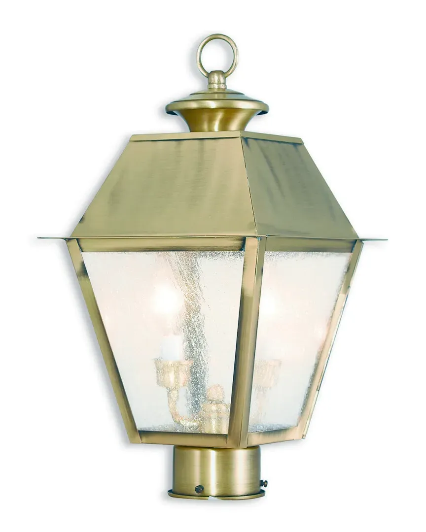 Mansfield 2-Light Outdoor Post Lantern - Antique Brass