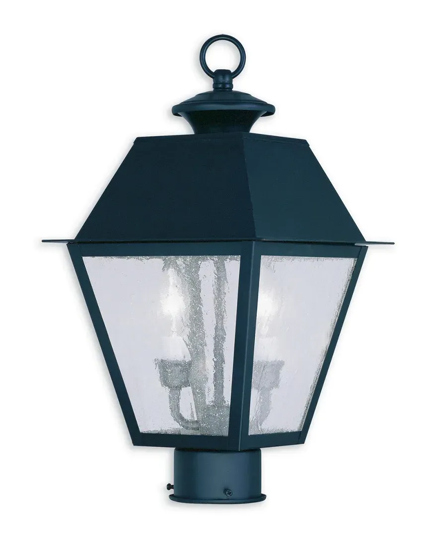 Mansfield 2-Light Outdoor Post Lantern - Black, Brass image