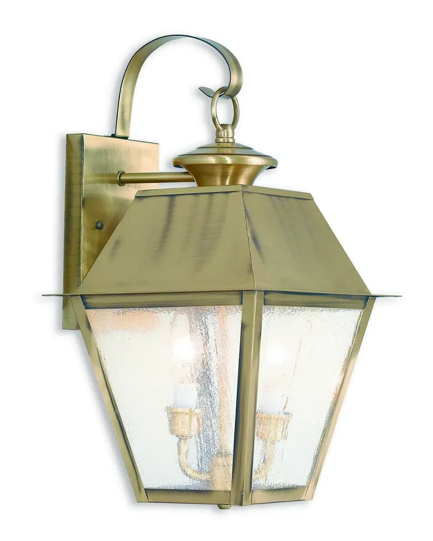 Mansfield 2-Light Outdoor Wall Lantern - Antique Brass