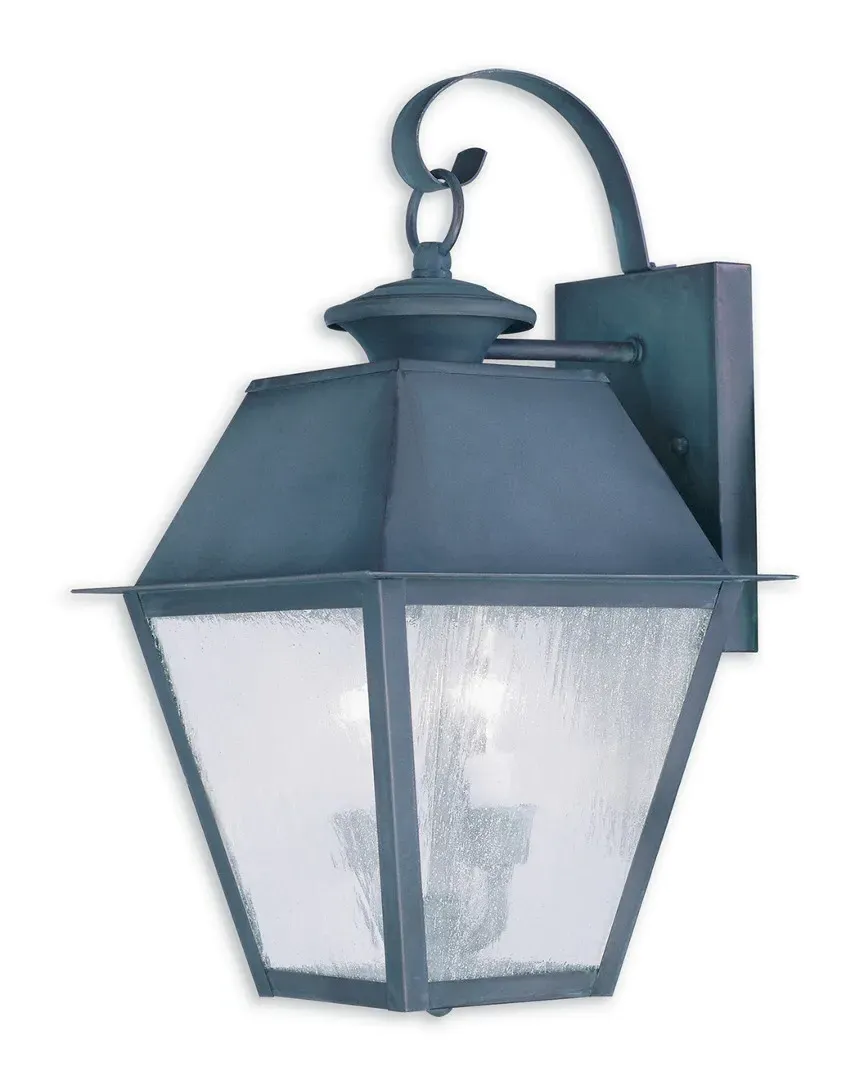 Mansfield 2-Light Outdoor Wall Lantern - Charcoal, Brass