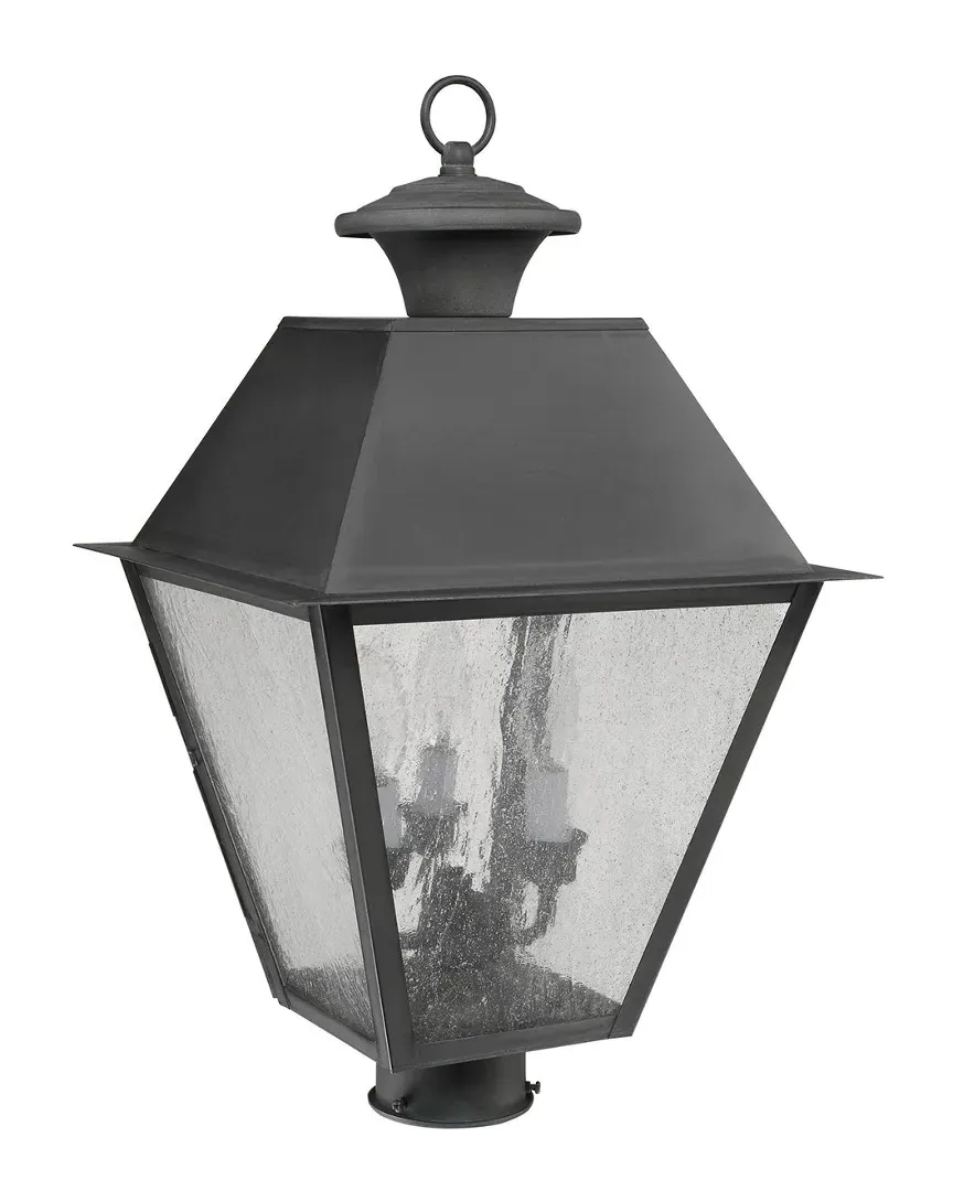 Mansfield 3-Light Outdoor Post Lantern - Charcoal, Brass