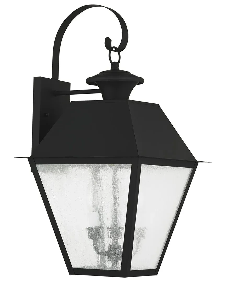 Mansfield 3-Light Outdoor Wall Lantern - Black, Brass image