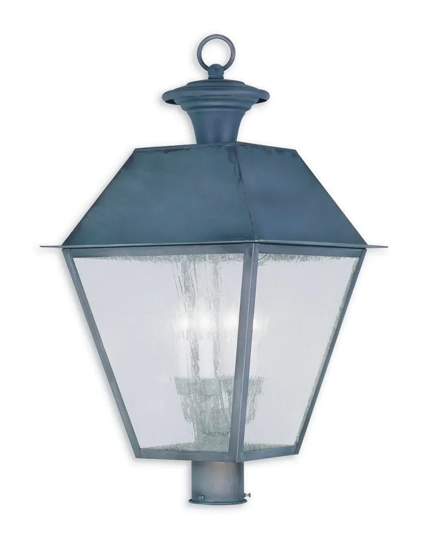 Mansfield 4-Light Outdoor Post Lantern - Charcoal, Brass