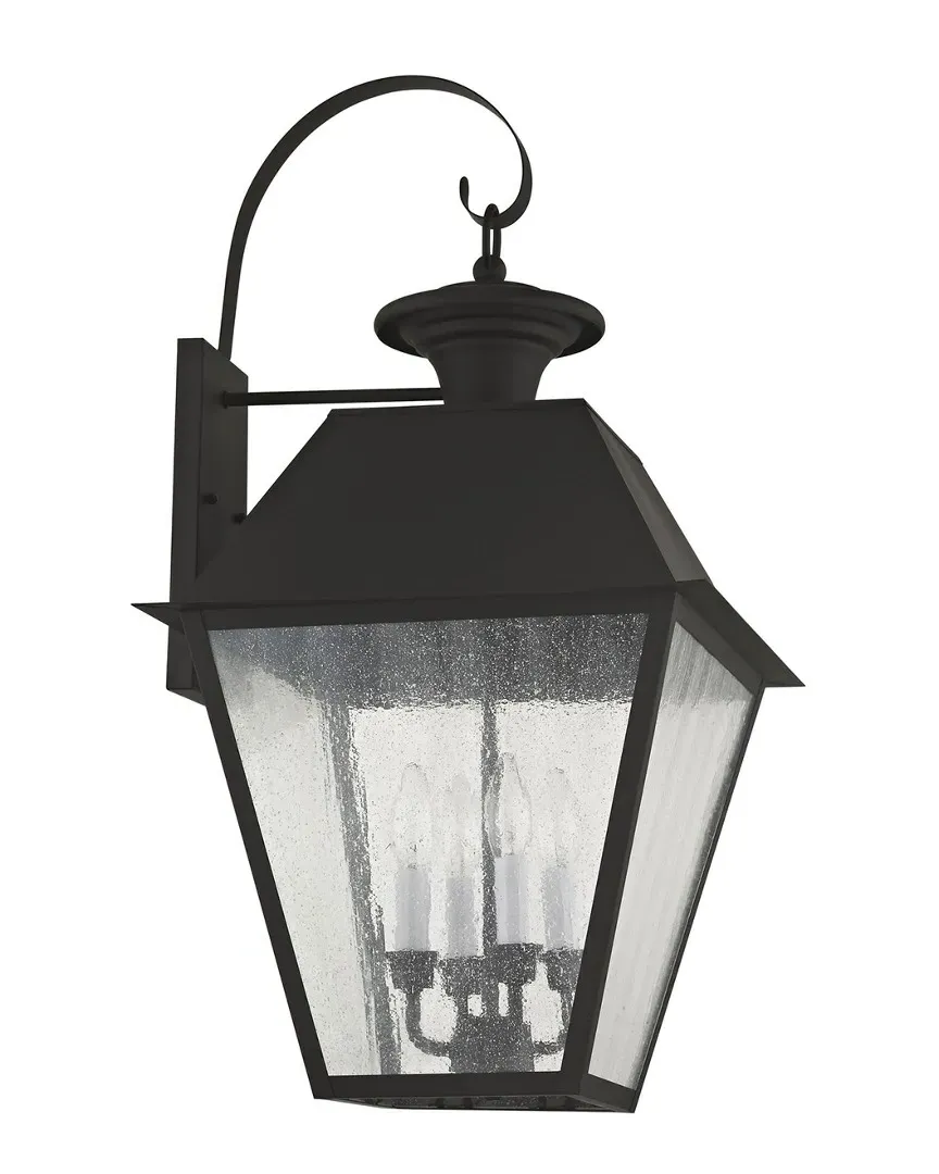 Mansfield 4-Light Outdoor Wall Lantern - Black, Brass