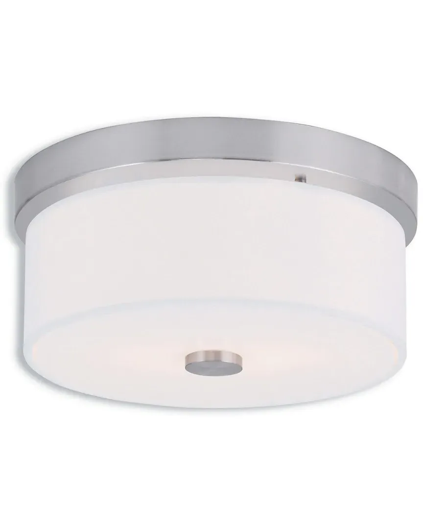 Meridian 2-Light Flush Mount - Brushed Nickel, Steel