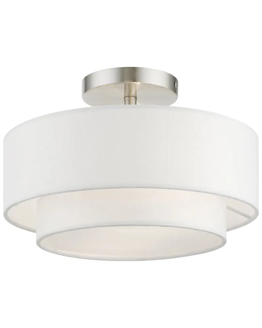 Meridian 2-Light Semi-Flush - Brushed Nickel, Fabric image