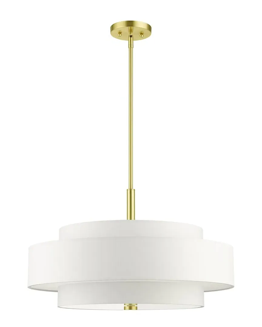 Meridian 5-Light Chandelier with Fabric Shades - Satin Brass, Steel