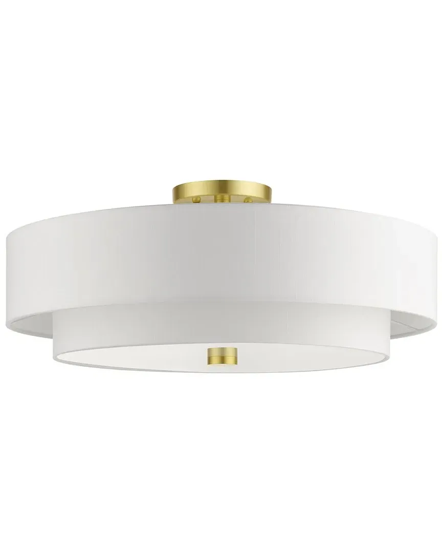 Meridian 5-Light Double Drum Semi-Flush - Satin Brass