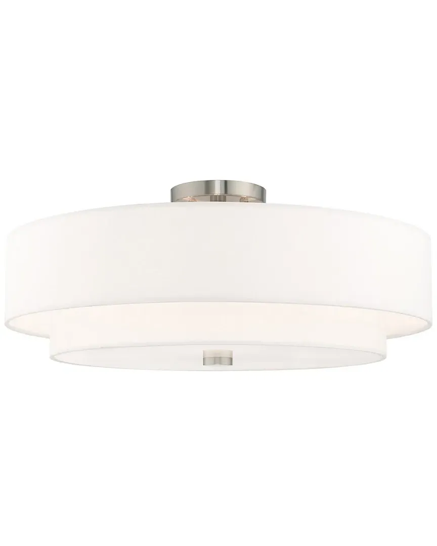 Meridian 5-Light Semi-Flush Mount - Brushed Nickel, Steel