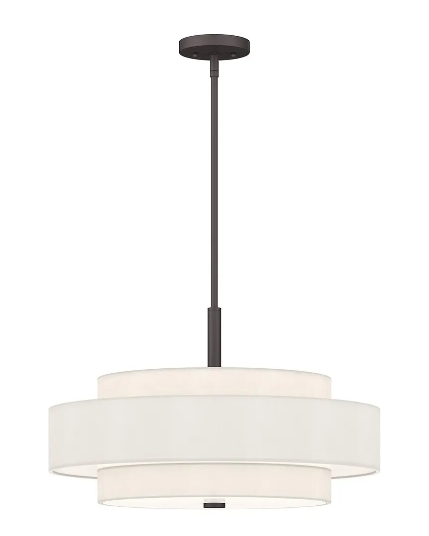 Meridian 5-Light Triple Drum Pendant - Bronze, Fabric