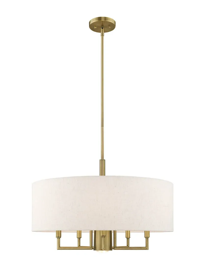 Meridian 6 Light Pendant Chandelier - Antique Brass, Steel image