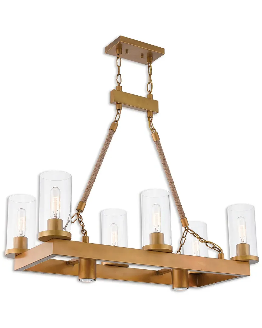 Metuchen 8 Light Linear Chandelier - Aged Gold, Steel