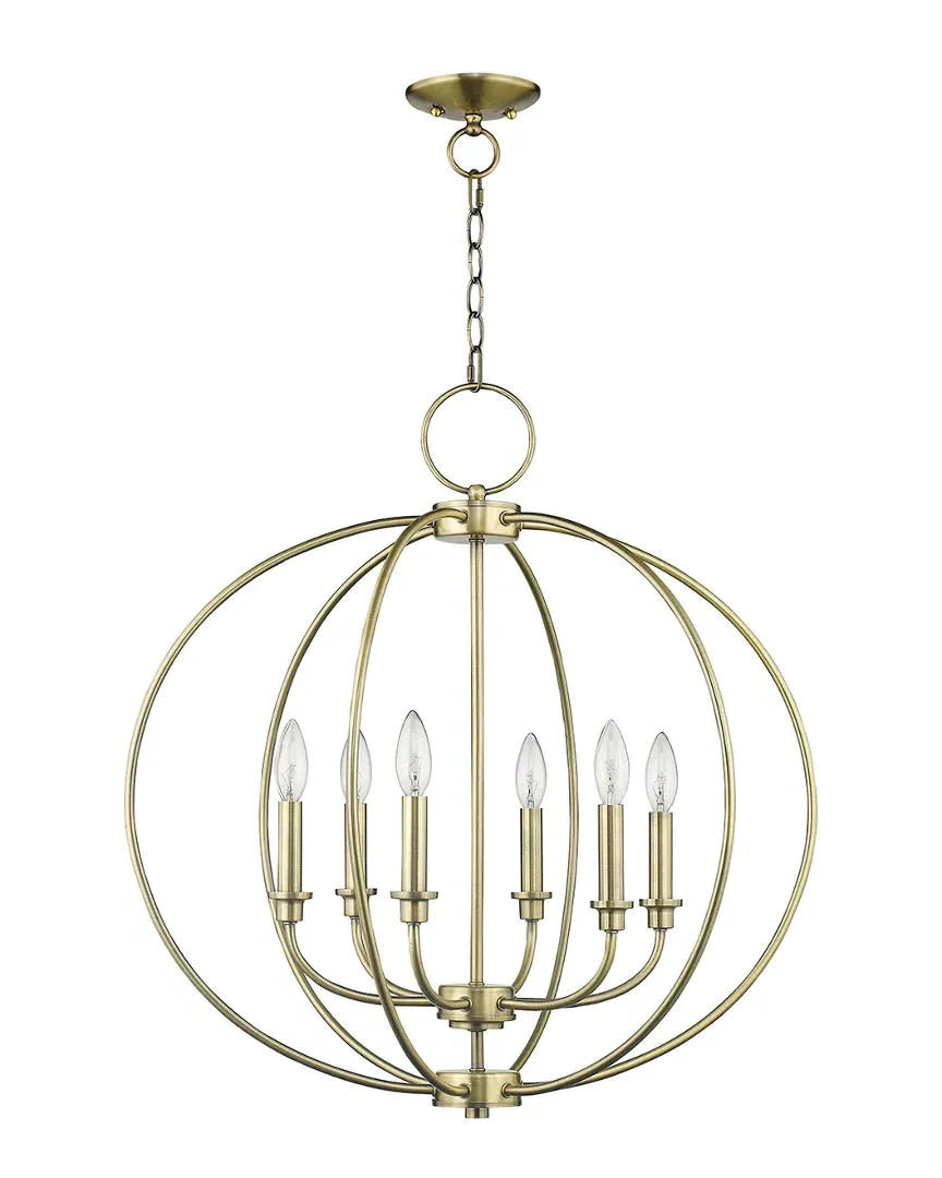 Milania 6-Light Orb Chandelier - Antique Brass, Steel