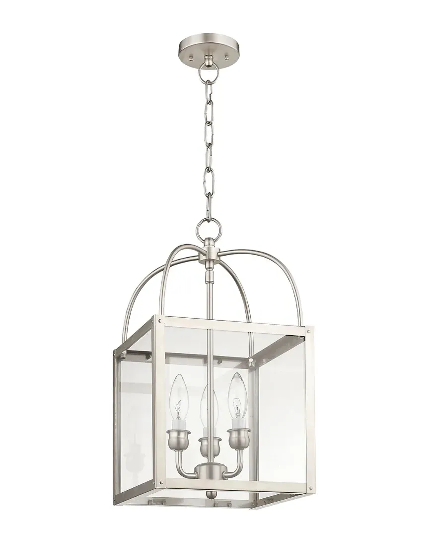 Milford 3-Light Chain Hang Chandelier - Brushed Nickel, Steel