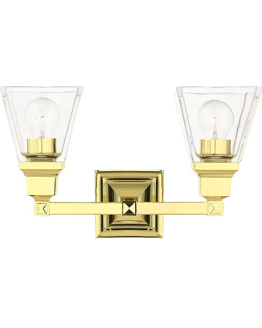 Mission 2-Light Vanity Sconce - Polished Brass, Steel