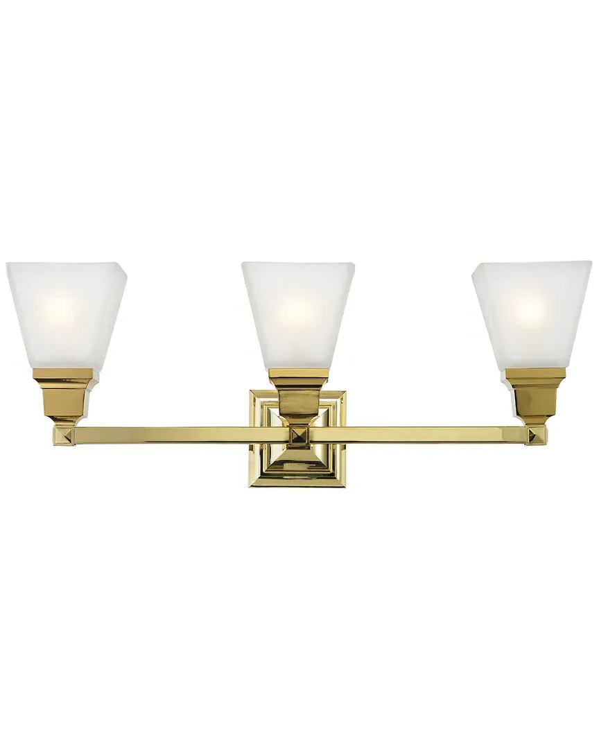 Mission 3-Light Bath Light - Polished Brass, Steel