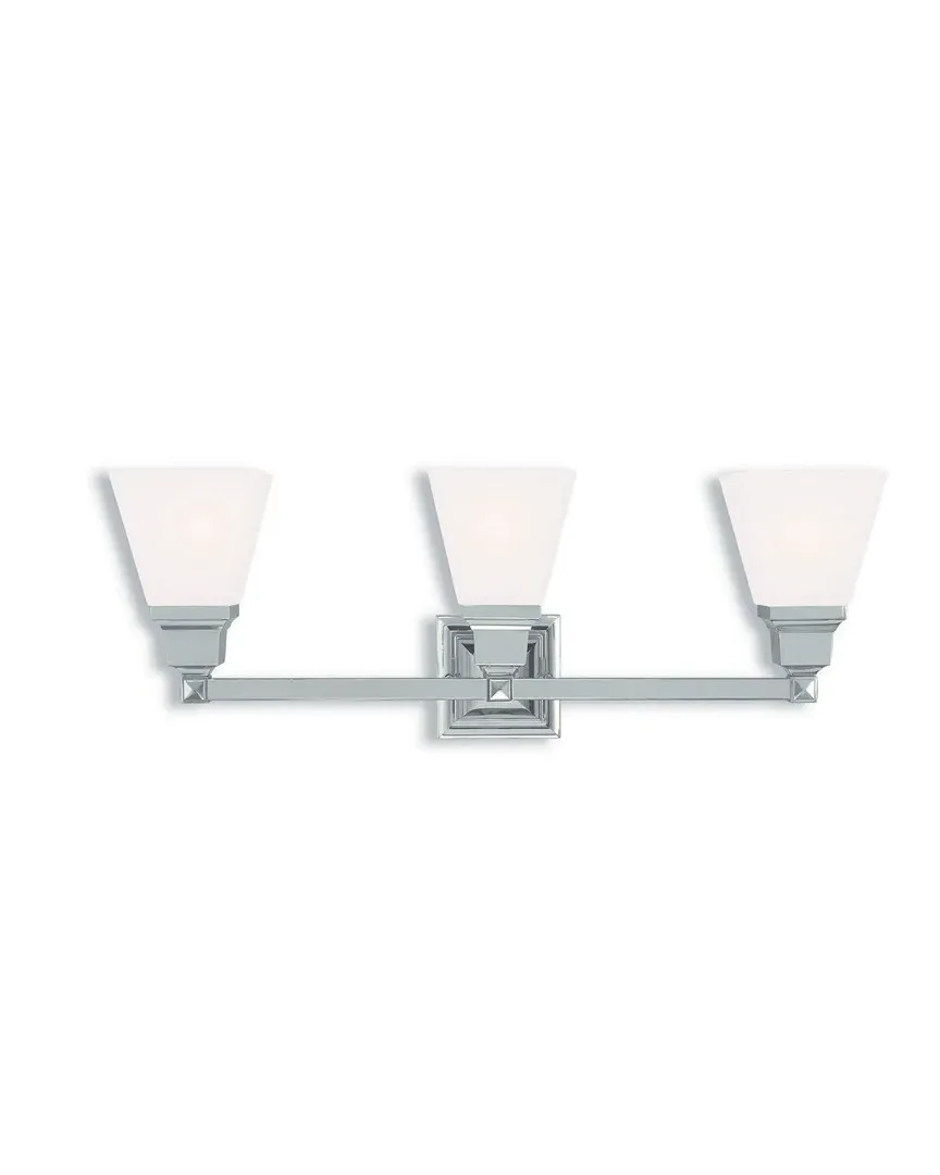 Mission 3-Light Bath Light - Polished Nickel, Steel