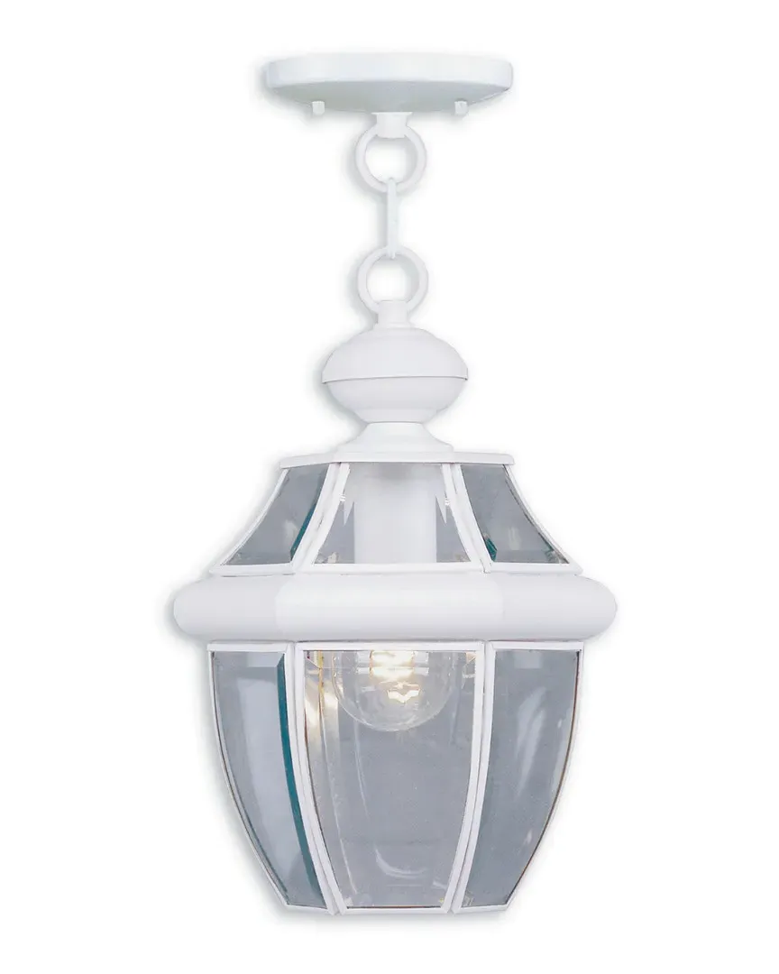 Monterey 1-Light Outdoor Chain Lantern - White, Brass