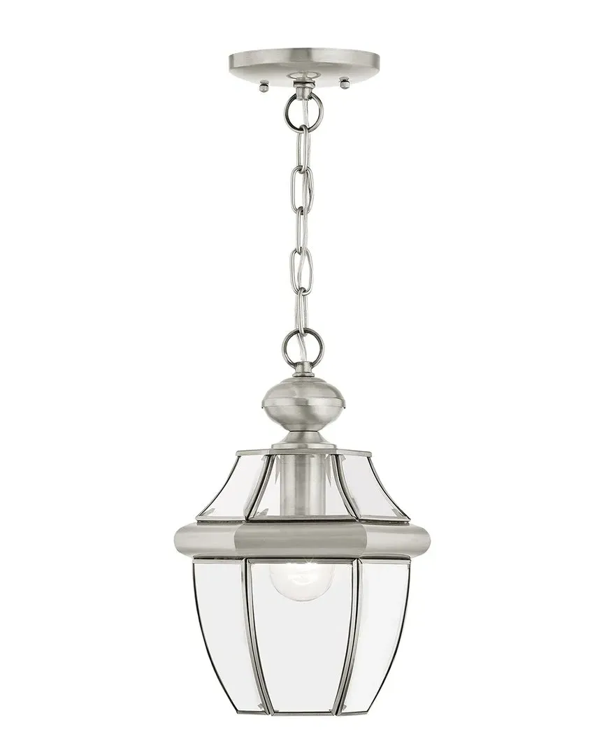 Monterey 1-Light Outdoor Pendant Lantern - Brushed Nickel, Brass image