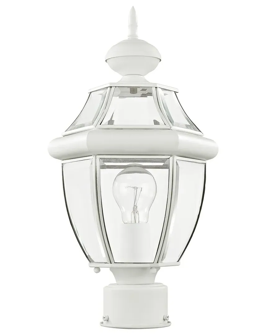 Monterey 1-Light Outdoor Post Lantern - White, Brass