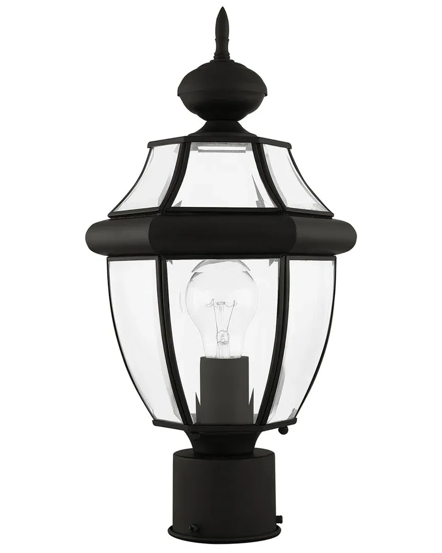 Monterey 1-Light Outdoor Post Top Lantern - Black, Brass