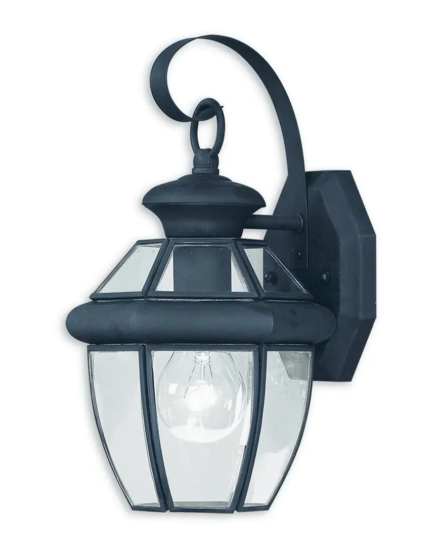 Monterey 1-Light Outdoor Wall Lantern - Black, Brass image