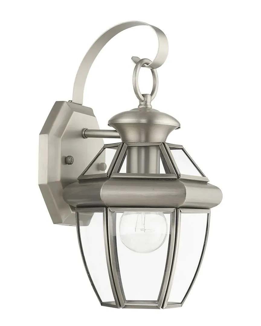 Monterey 1-Light Outdoor Wall Lantern - Brushed Nickel, Brass image