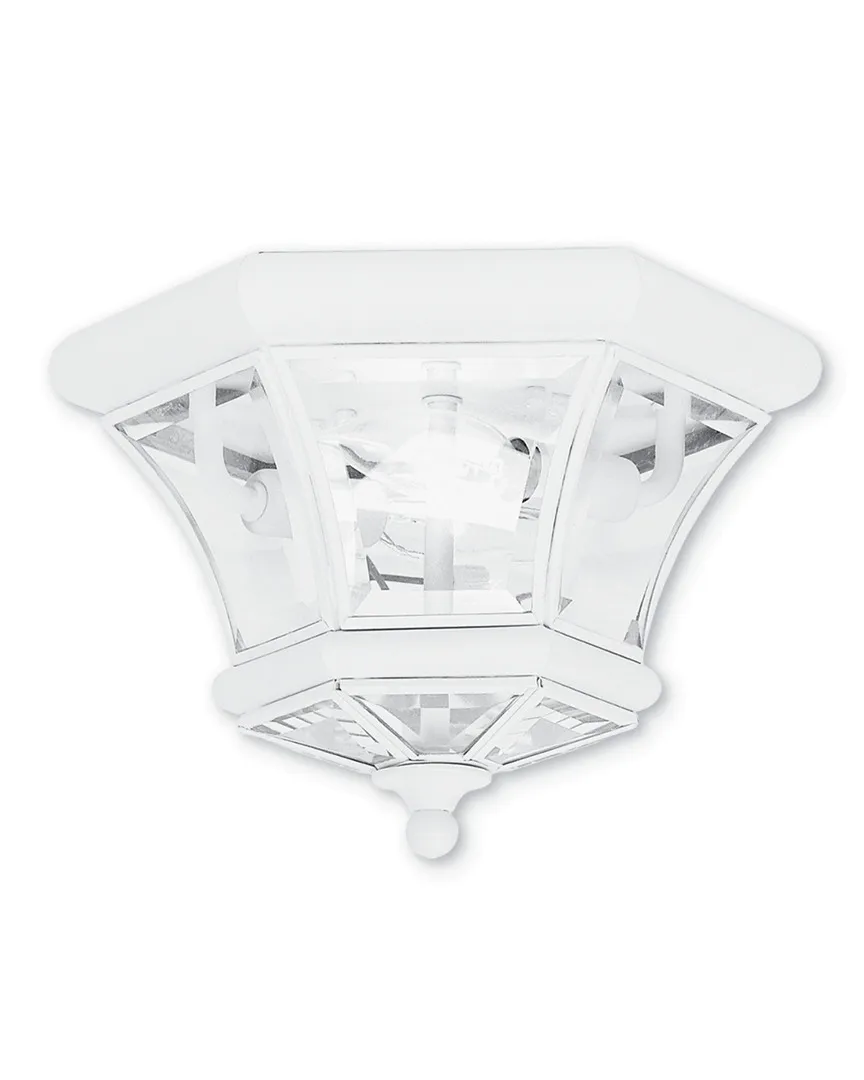 Monterey 2-Light Outdoor Ceiling Mount - White, Brass