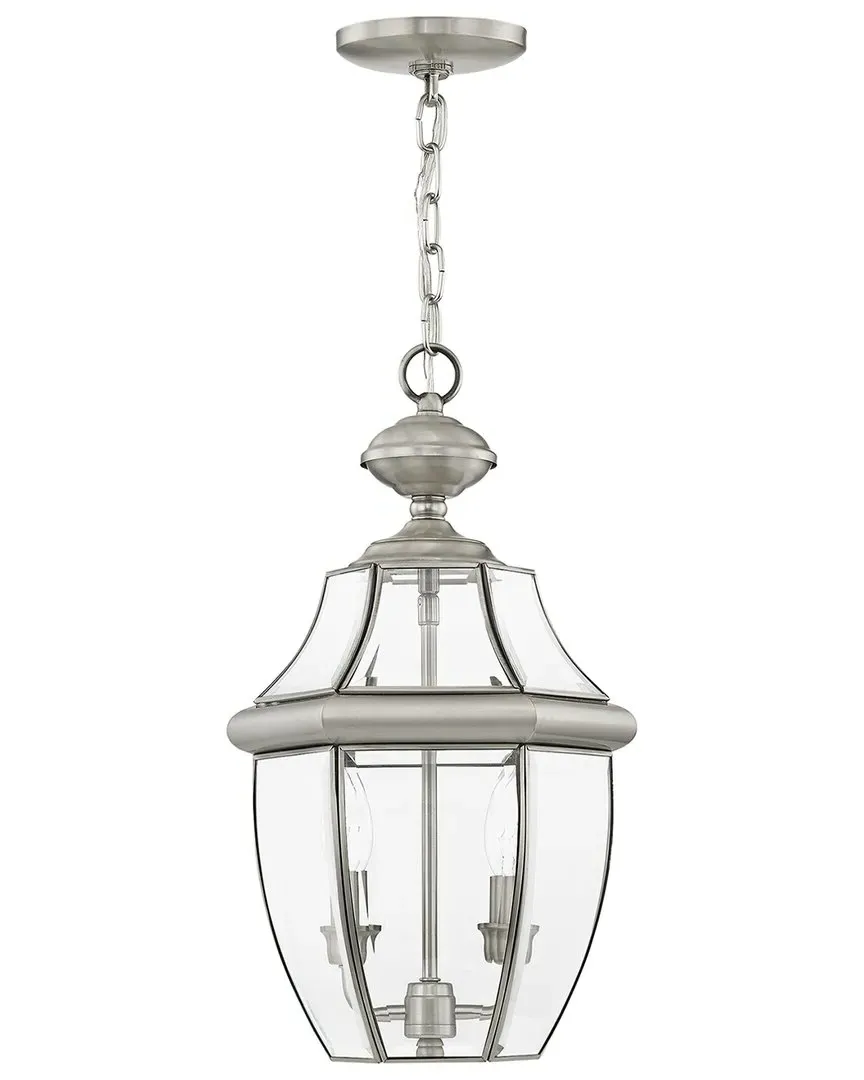 Monterey 2-Light Outdoor Chain Lantern - Brushed Nickel, Brass
