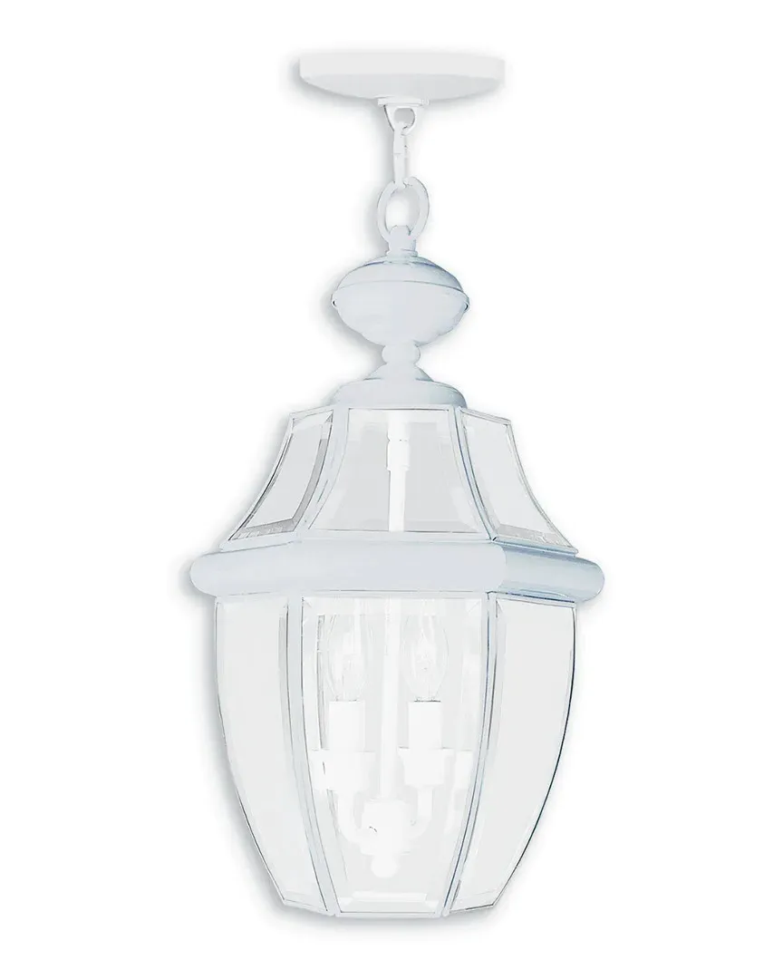 Monterey 2-Light Outdoor Chain Lantern - White, Brass