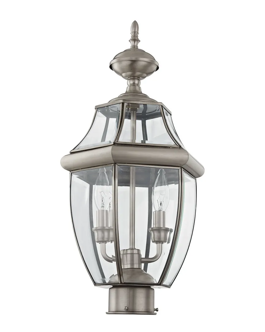 Monterey 2-Light Outdoor Post Lantern - Brushed Nickel, Brass