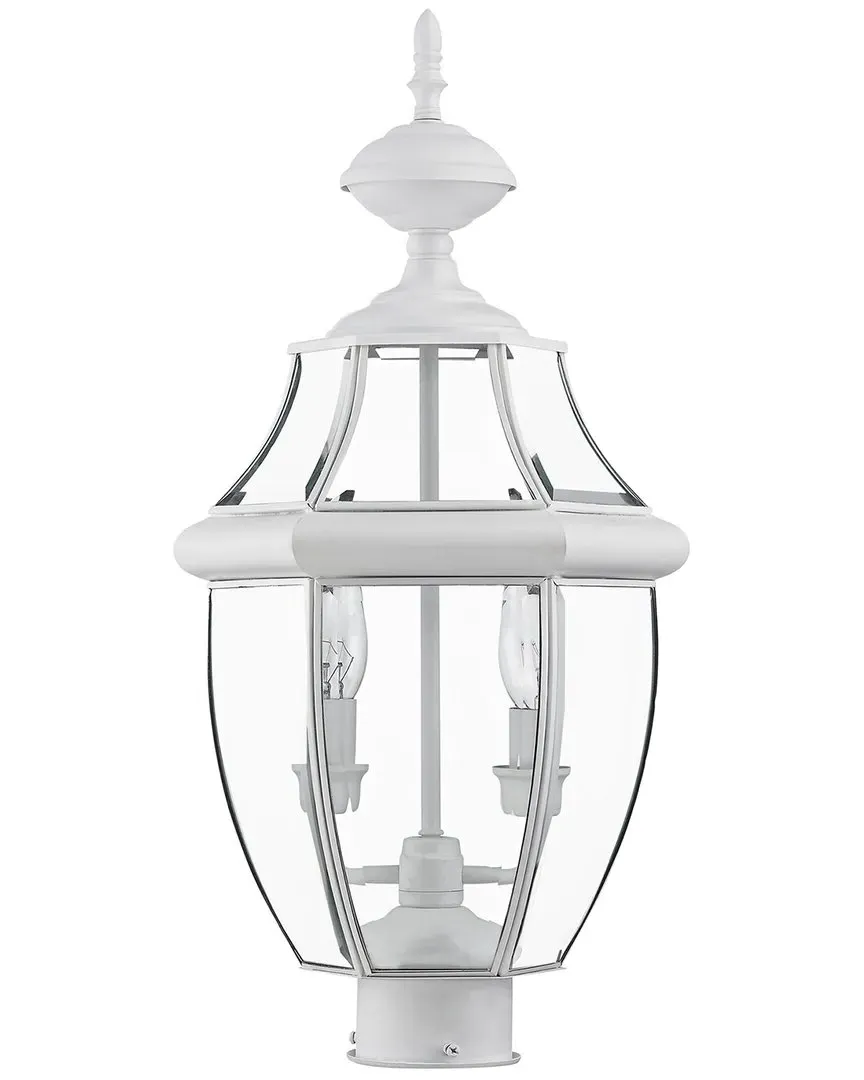 Monterey 2-Light Outdoor Post Lantern - White, Brass