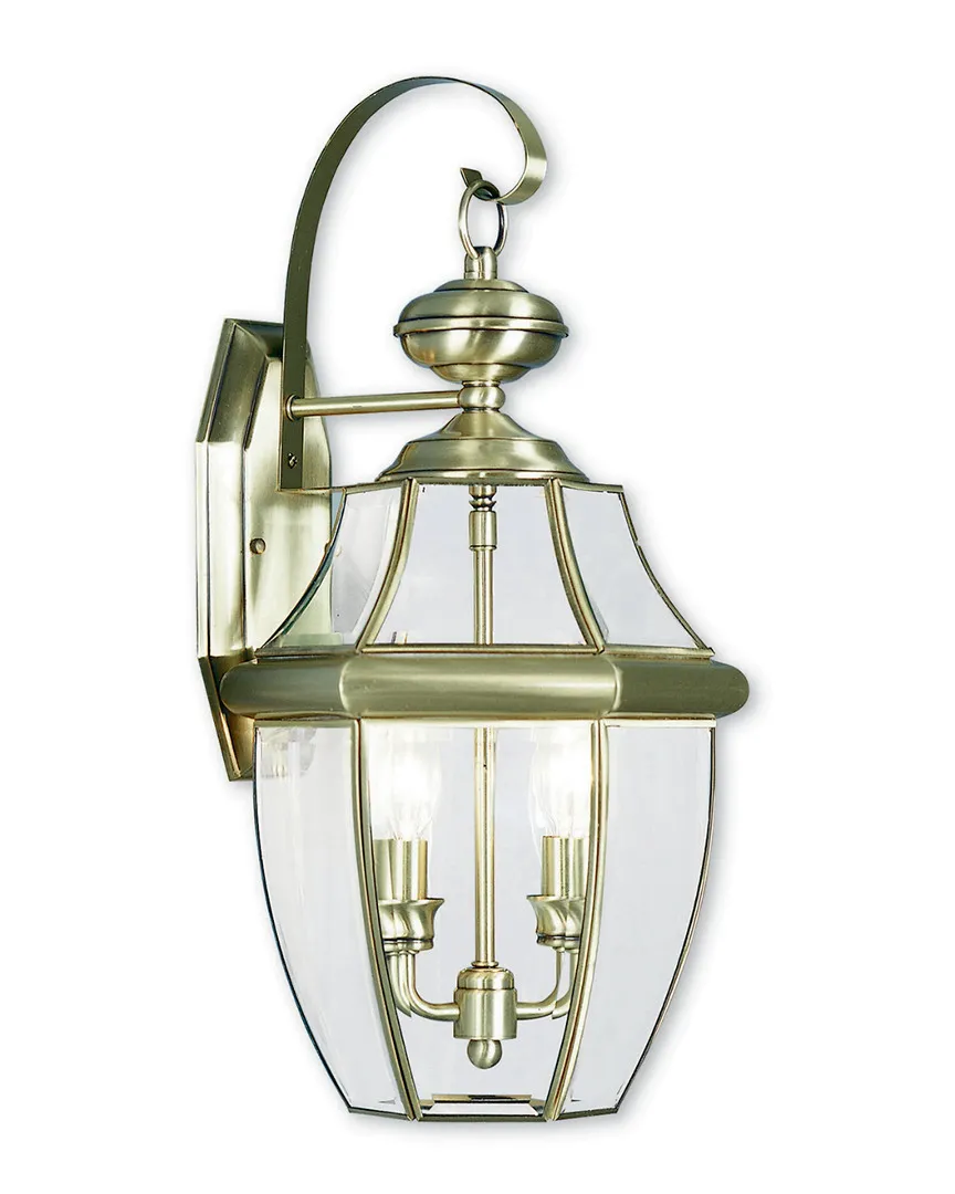 Monterey 2-Light Outdoor Wall Lantern - Antique Brass