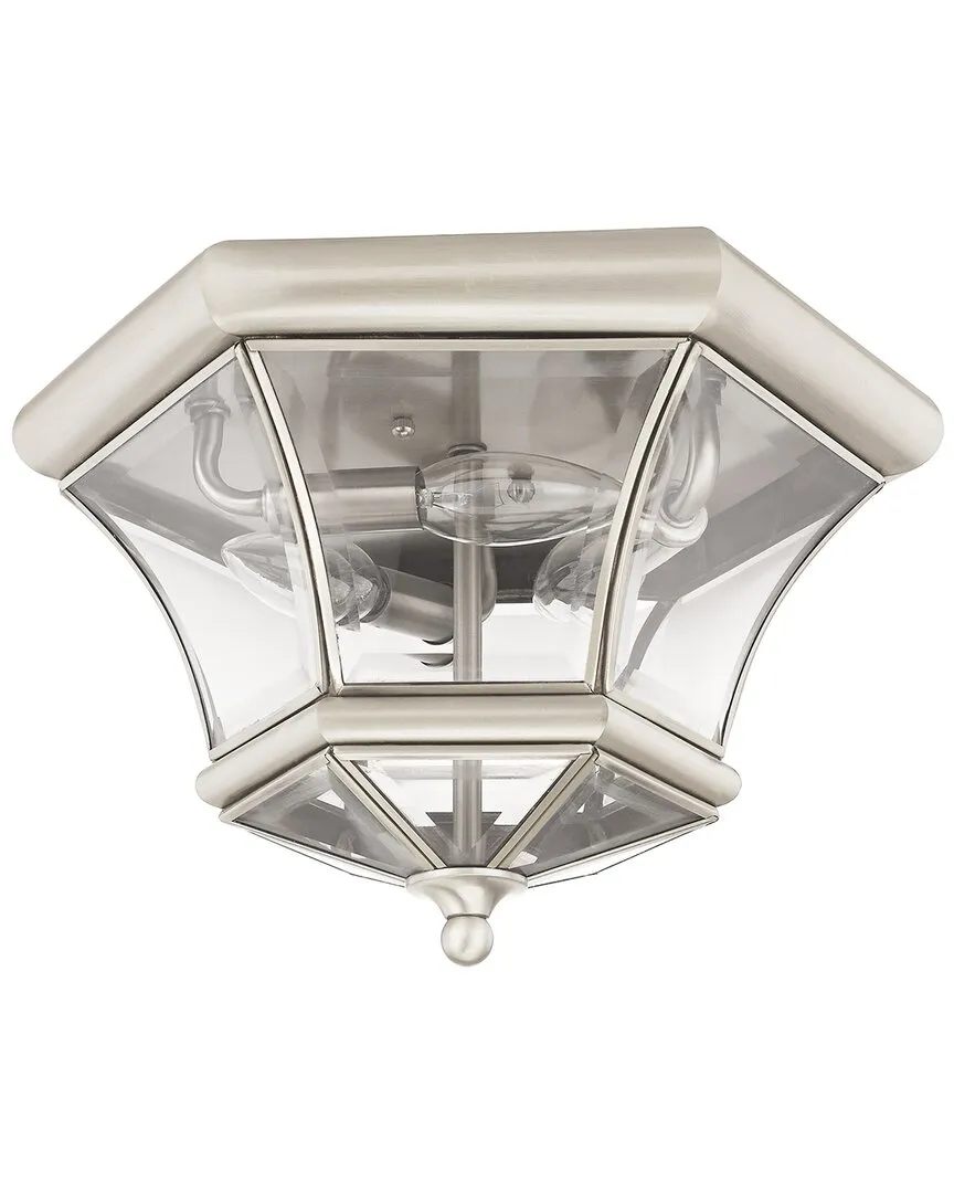 Monterey 3-Light Outdoor Ceiling Mount - Brushed Nickel, Brass image