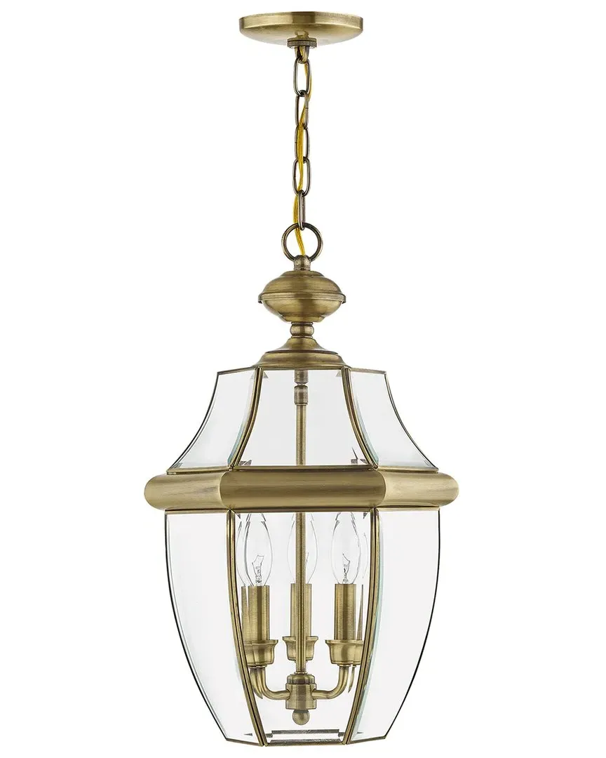 Monterey 3-Light Outdoor Chain Lantern - Antique Brass