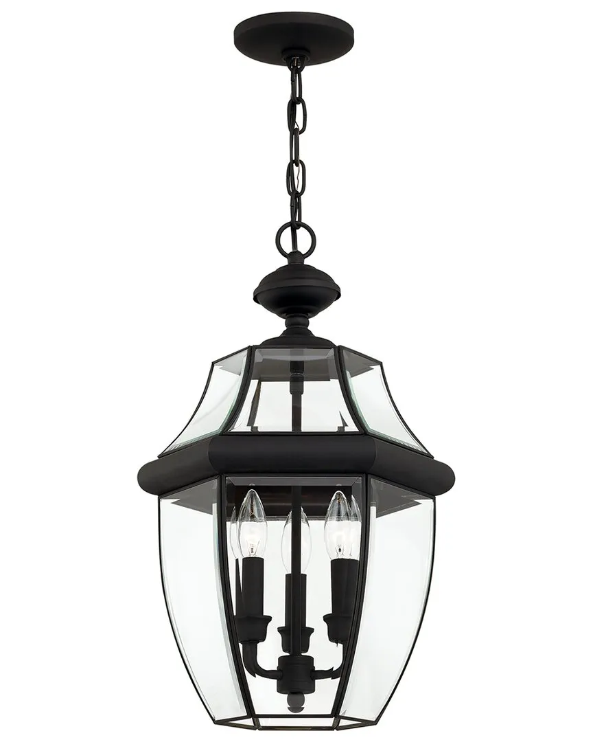 Monterey 3-Light Outdoor Chain Lantern - Black, Brass